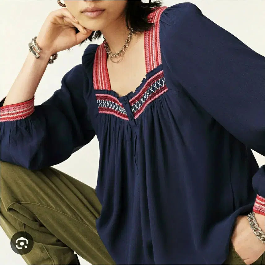 [BUNJANG] Ba&sh Rayon Embroidered Blouse (Size 77) / ba&sh 바쉬 레이온 블라우스 (77)