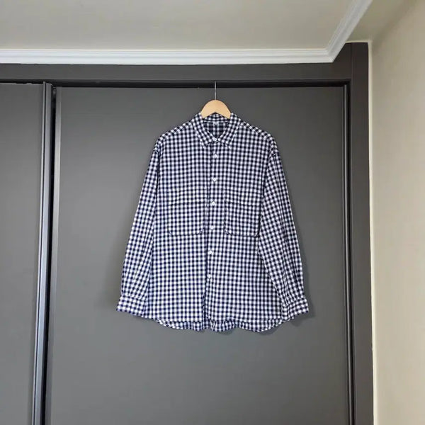 [BUNJANG] Softer Gingham Check Wide Shirt Navy M / [M] 소프터 깅엄 체크 와이드 셔츠 네이비