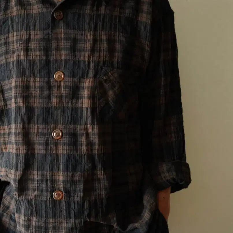 [BUNJANG] Wardrobe41 Ville Check Shirt BK/Brown / [L]워드로브41 ville check shirts bk/brow