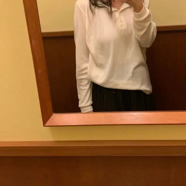 [BUNJANG] Ecrus Waffle Henley Neck T-Shirt / 에크리스 와플 헨리넥 티셔츠