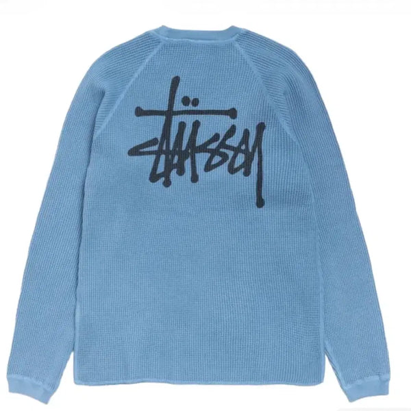 [BUNJANG] Stussy Raglan Thermal Long Sleeve Crewneck Dust Blue / 스투시 래글런 써멀 롱슬리브 크루 더스트 블루