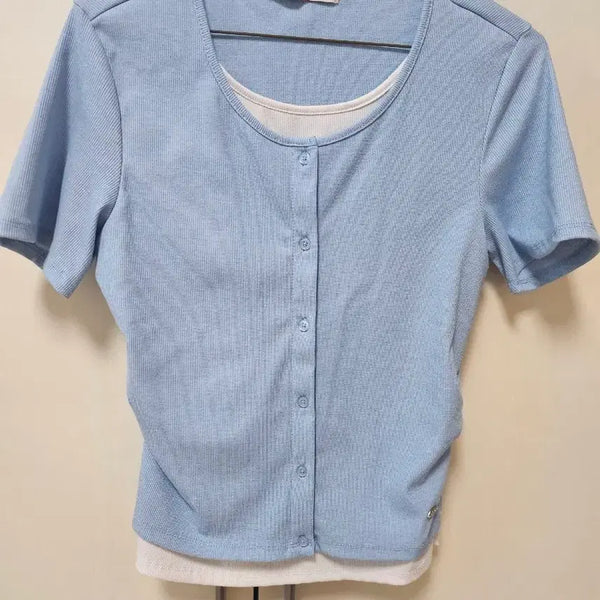 [BUNJANG] Hengten Sky Blue Layered Short-Sleeved T-Shirt M / 헹텐 하늘색 레이어드  반팔티셔츠(1회착용, M사이즈)