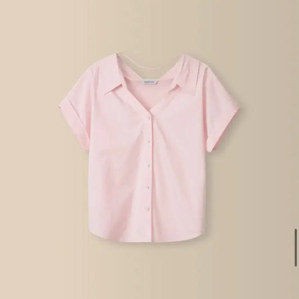[BUNJANG] Nominate Muse Half Sleeve Shirt Pink / 노미나떼 뮤즈 하프 셔츠 핑크