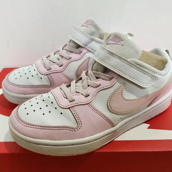 [BUNJANG] Nike Court Borough Low 2 SE TDV Kids White Pink Sneakers DV5457-105 / 나이키 쥬니어 코트 버로우 로우 키즈 화이트 핑크 운동화, 스니커즈