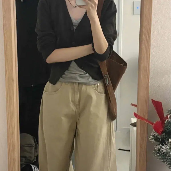 [BUNJANG] Beige Cotton Wide Pants / 베이지 코튼 와이드 팬츠