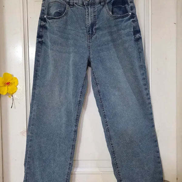 [BUNJANG] Premium Summer Loose Fit Denim Pants / 여름 시원한 고급스러운. 핏이이쁜. 밴딩. 청. 일자통바지