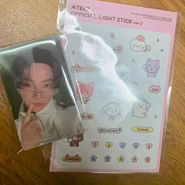 [BUNJANG] ATEEZ Lightiny Ver.3 Sticker & Photocard Set (Sealed) / 에이티즈 라이티니3 응원봉 스티커 포카 양도 판매(미개봉)