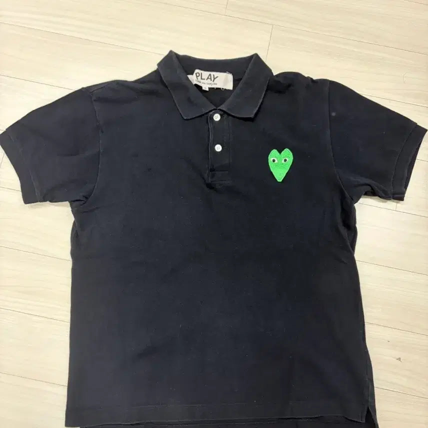 [BUNJANG] Comme des Garçons PLAY Black Polo T-shirt Size S / 꼼데가르송 플레이 카라티 블랙 s사이즈