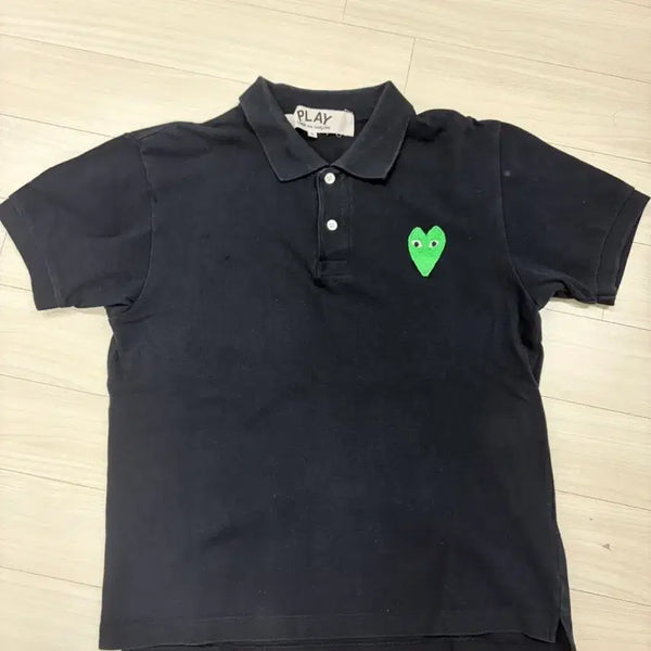 [BUNJANG] Comme des Garçons PLAY Black Polo T-shirt Size S / 꼼데가르송 플레이 카라티 블랙 s사이즈