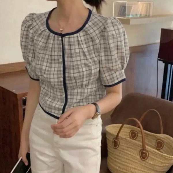 [BUNJANG] Short Sleeve Blouse - Free Size / 반팔블라우스