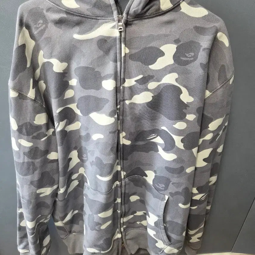 [BUNJANG] BAPE Camo Full Zip Hoodie Grey XL / 베이프 카모 후드 집업 그레이