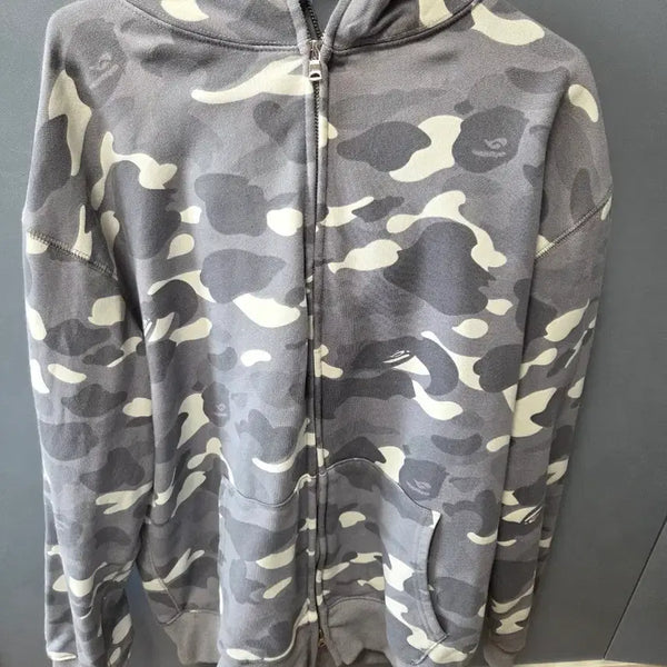 [BUNJANG] BAPE Camo Full Zip Hoodie Grey XL / 베이프 카모 후드 집업 그레이