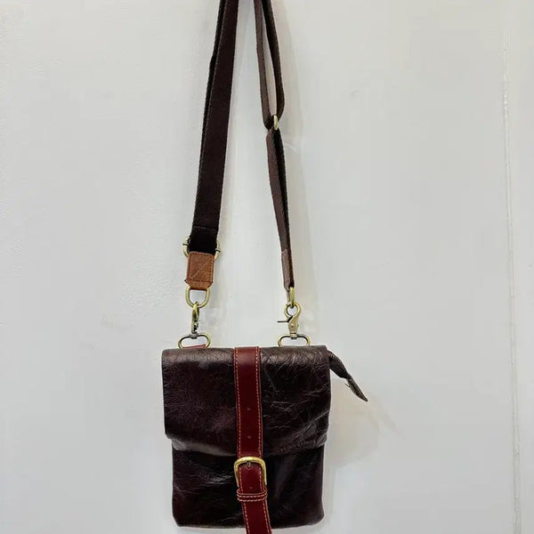 [BUNJANG] Rough Rruder Vintage Brown Leather Crossbody Bag / 러프 루더 빈티지 브라운 레더 크로스백