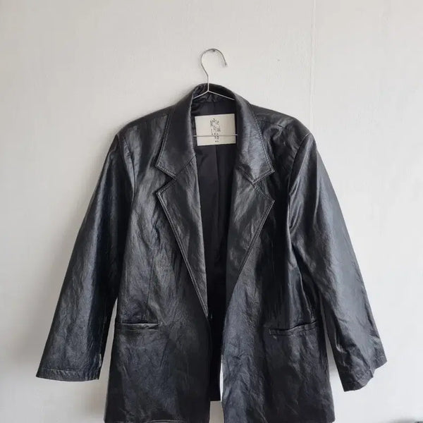[BUNJANG] The Look Lab Women's Black Leather Jacket / 더 룩 랩 여성 블랙 레더 자켓