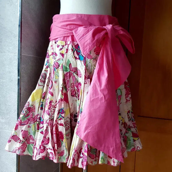 [BUNJANG] Bebe Wide Ribbon Frill Skirt / bebe 왕리본 벨트 프릴 스커트 휴가룩
