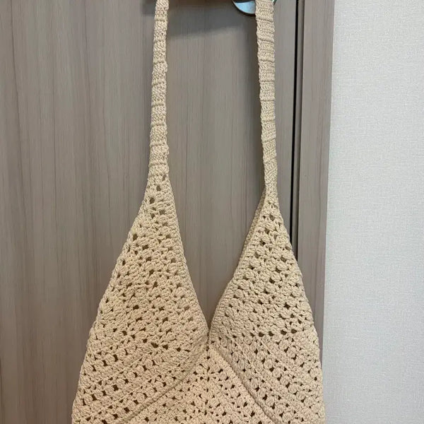 [BUNJANG] Knit Shoulder Bag Beige / 뜨개  숄더백 베이지
