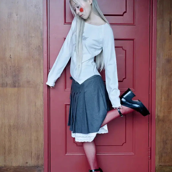 [BUNJANG] Hug Your Skin Slit Pleats Midi Skirt (Charcoal) / 허그유어스킨 슬릿 플리츠 미디 스커트 (차콜)