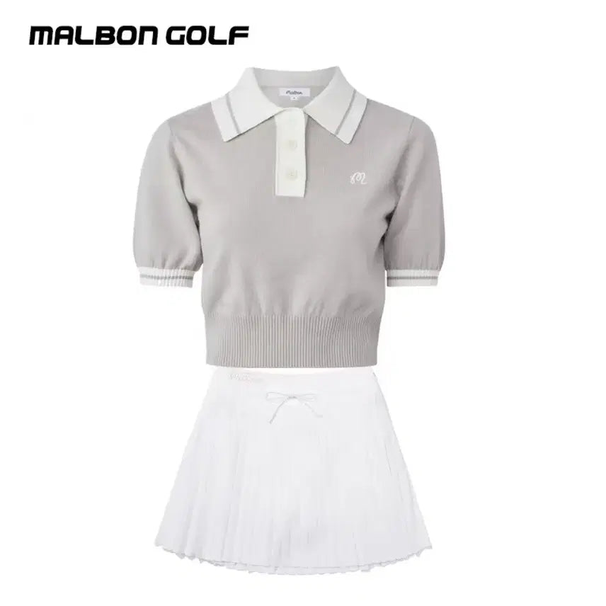 [BUNJANG] Malbon Golf Women's Short Sleeve Knit Top and Skirt Set / Malbon 말본 골프 여성 반팔 스커트세트 색상5종 여름용 니트