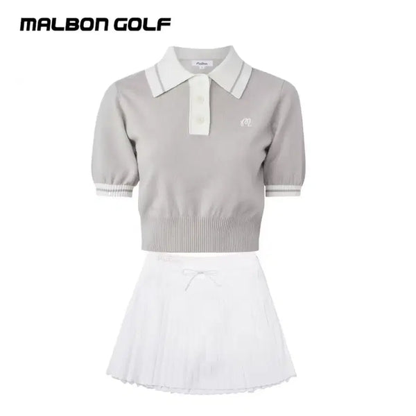 [BUNJANG] Malbon Golf Women's Short Sleeve Knit Top and Skirt Set / Malbon 말본 골프 여성 반팔 스커트세트 색상5종 여름용 니트