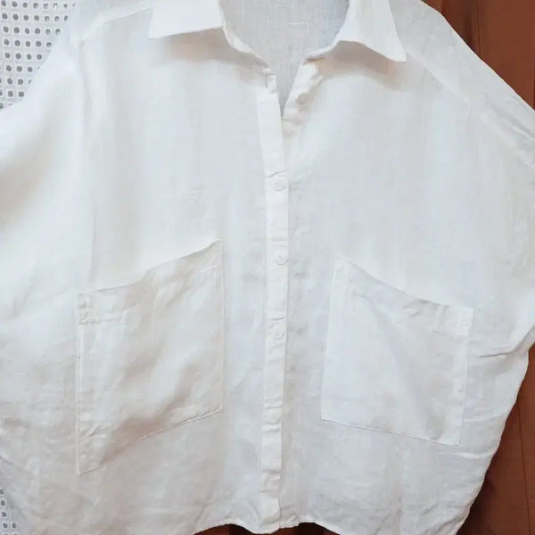 [BUNJANG] White Linen Shirt Free Size / 화이트 린넨 셔츠 free