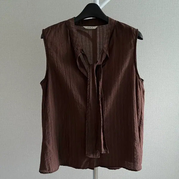[BUNJANG] Brown Sleeveless Blouse Shirt / 브라운 슬리브리스 블라우스 셔츠 민소매