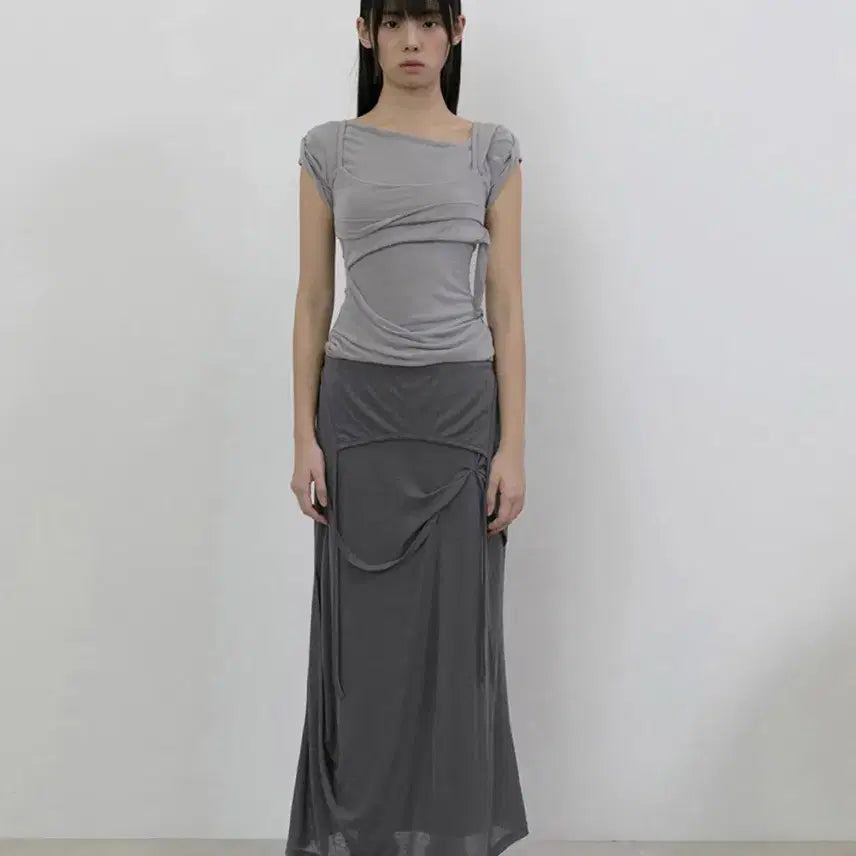 [BUNJANG] Flare Up Long Skirt Dark Grey / 플레어업 롱스커트 다크그레이