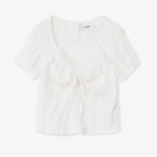 [BUNJANG] Miloumon Butter Shirring Blouse White / (새상품) 밀로우먼 버터 셔링 블라우스 화이트