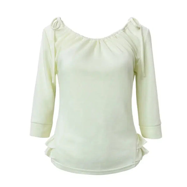 [BUNJANG] Chemise Shirred Mid-Sleeve Frill Top (Lemon) / 체메씨 셔링 미드 슬리브