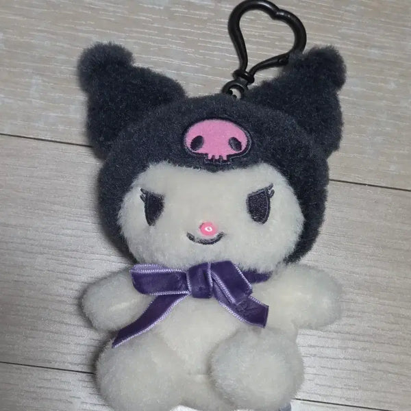 [BUNJANG] Sanrio Kuromi Doll Keyring with Purple Ribbon / 산리오 쿠로미 인형 키링 보라 리본 키링