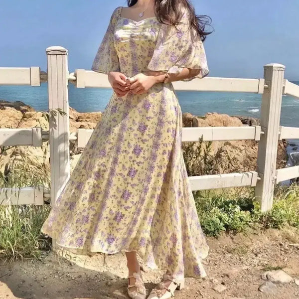 [BUNJANG] You And Jin Floral Off-Shoulder Chiffon Dress / (택새상품)유앤진  플로럴 원피스 오프숄더 쉬폰 플라워 여신원피스