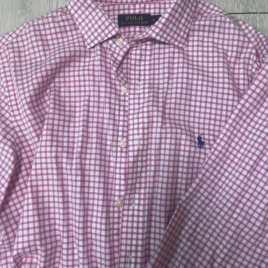 [BUNJANG] Polo Ralph Lauren Gingham Check Shirt Pink / 폴로 랄프로렌 깅엄 체크 셔츠 핑크