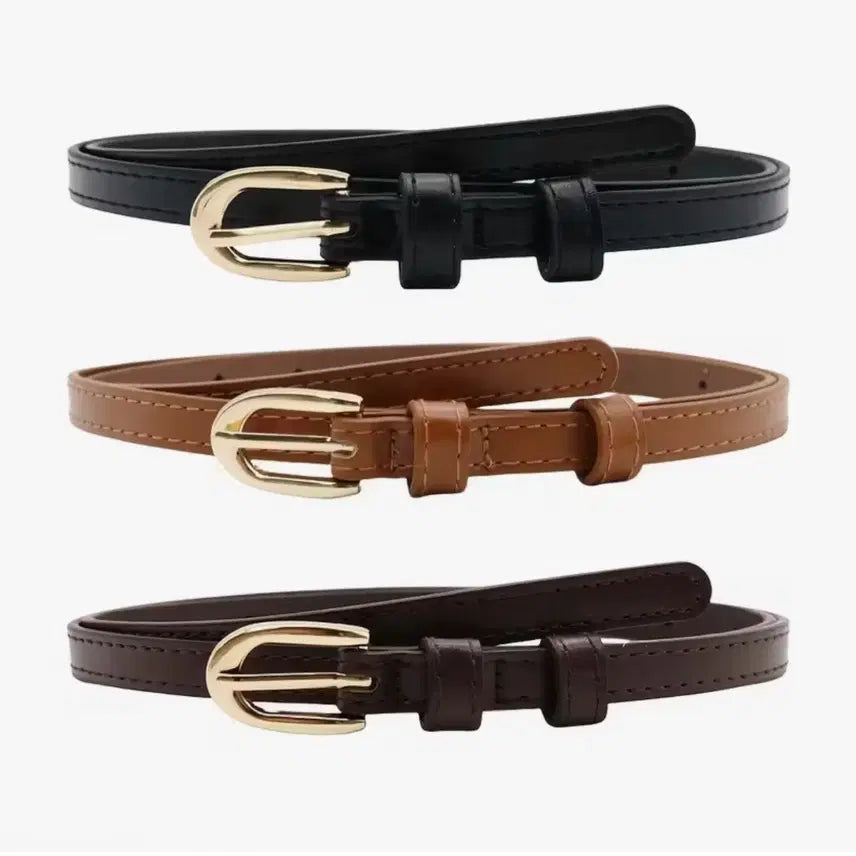 [BUNJANG] Slim Belt with Gold Buckle (Black, Brown, Camel) / 완전세일!!얇은 벨트  블랙/브라운/카멜 3종류 모두