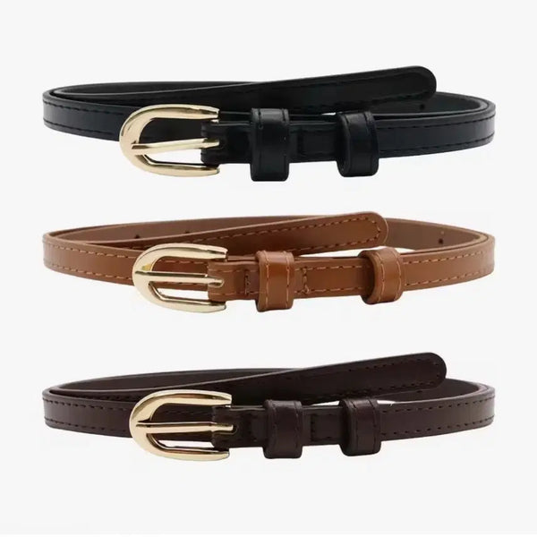 [BUNJANG] Slim Belt with Gold Buckle (Black, Brown, Camel) / 완전세일!!얇은 벨트  블랙/브라운/카멜 3종류 모두