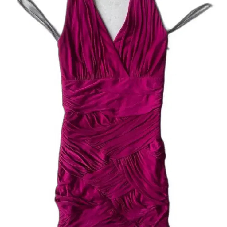 [BUNJANG] Halston Halston Genuine Shirring Halterneck Sexy Dress Size S / HALSTON 할스턴 정품 셔링 홀터넥 섹시 드레스 S