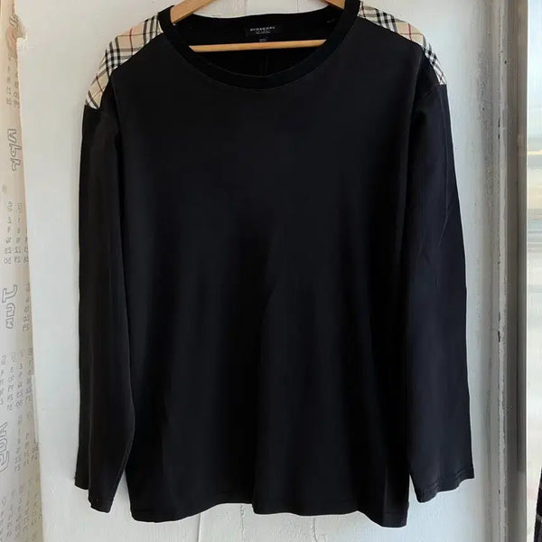[BUNJANG] Burberry Check Long Sleeve T-Shirt Black / 버버리 체크 긴팔 티셔츠 블랙