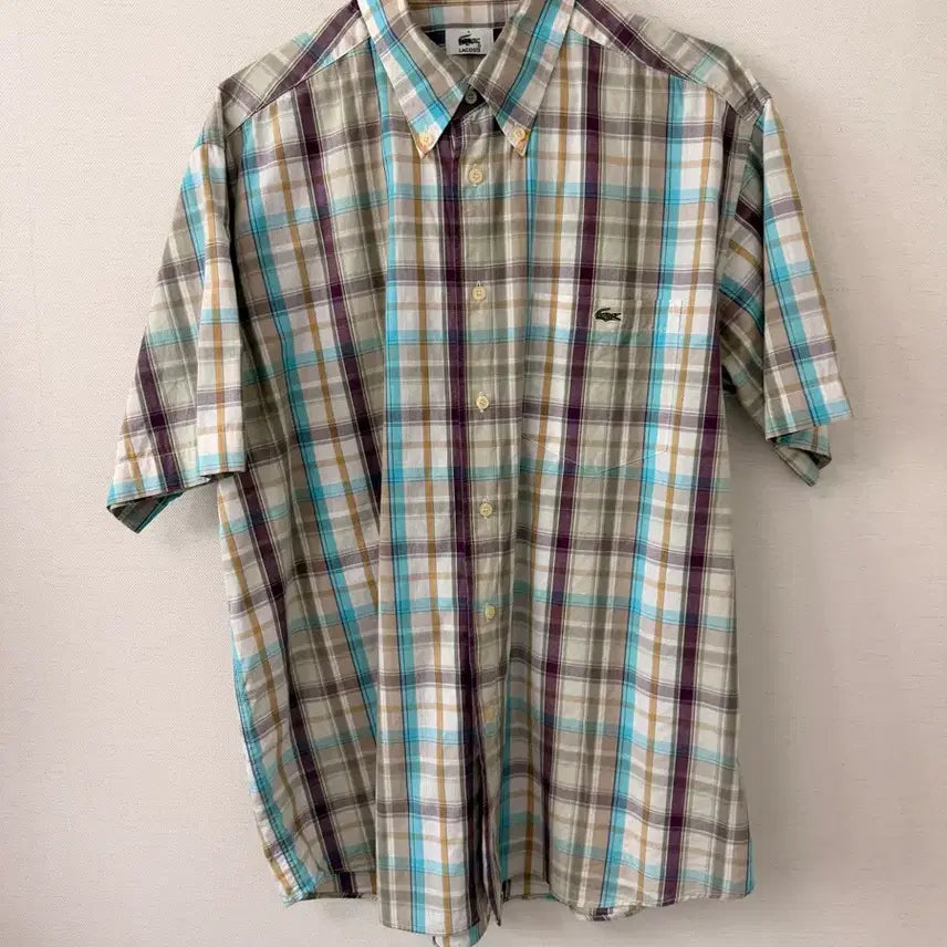 [BUNJANG] Lacoste Plaid Button-Down Shirt Size 4 / 라코스테 체크 남방 4사이즈