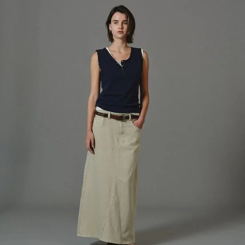 [BUNJANG] Shopgeta Washed Denim Long Skirt (Size M) / 샵게드 WASHED DENIM LONG SKIRT