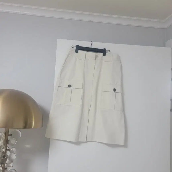 [BUNJANG] Bottega Veneta White Pocket Cargo Skirt Size 44 / (정품) 보테가베네타 화이트 포켓 카고 치마 44사이즈