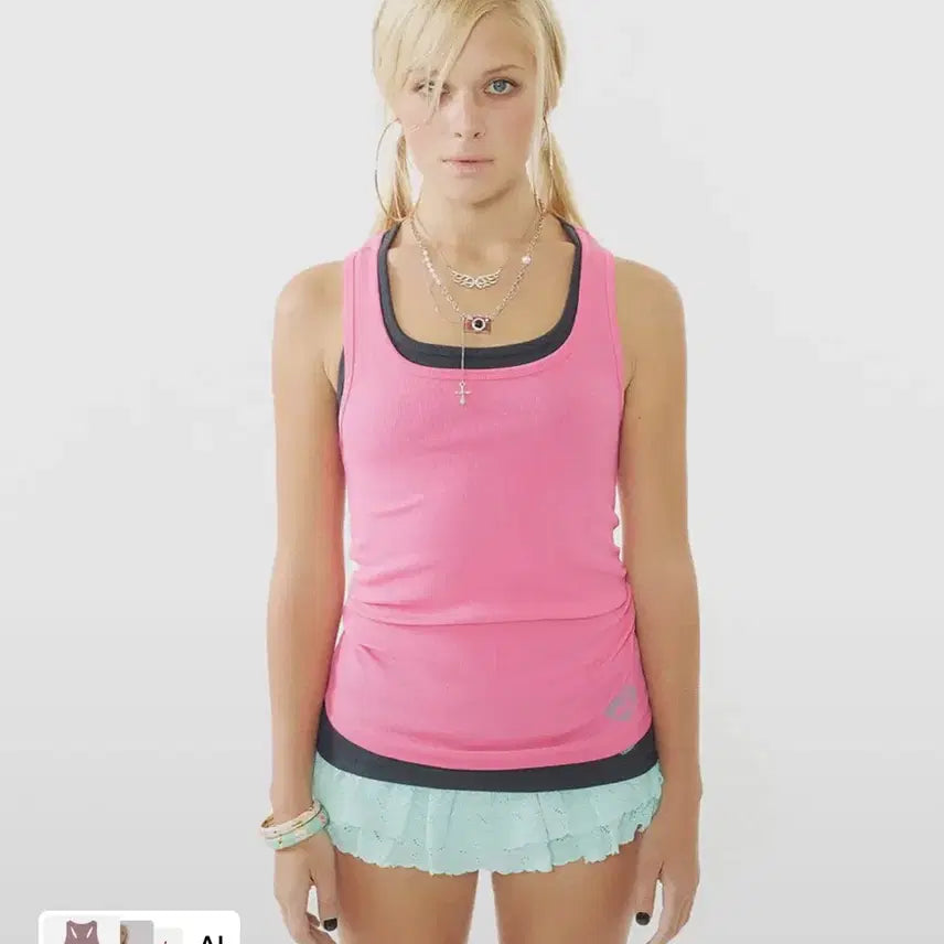 [BUNJANG] Sculptor Pink Eyelet Tank Top Worn by Wonhee / 스컬프터 나시 탱크탑 핑크 아일릿 원희 착용