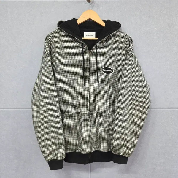 [BUNJANG] thisisneverthat Houndstooth Logo Patch Hooded Zip-Up Jacket / 디스이즈네버댓 하운드투스 로고 패치 후드 집업 자켓