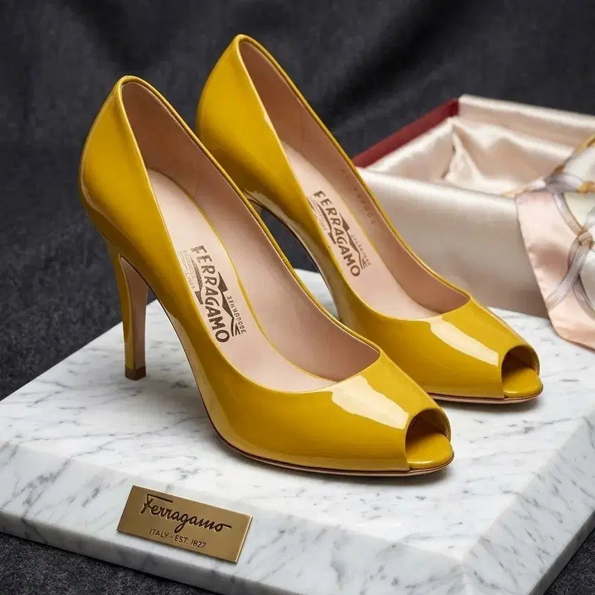 [BUNJANG] Salvatore Ferragamo Leather Open-Toe Pumps Heels / [정품] Salvatore Ferragamo  가죽 오픈토 펌프스 힐 (