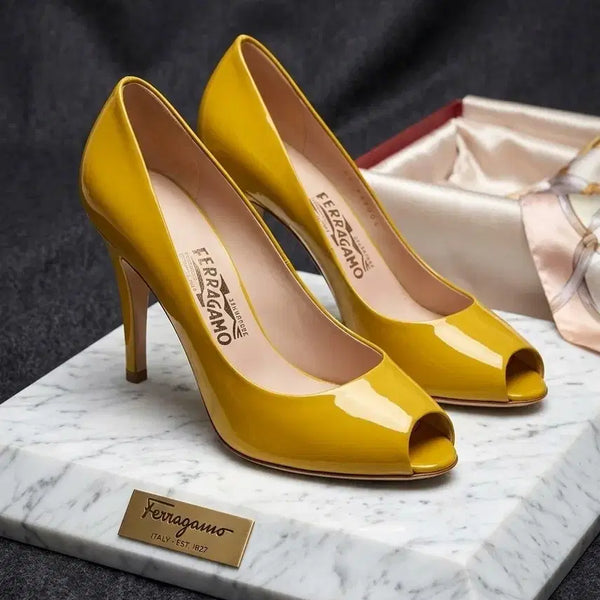 [BUNJANG] Salvatore Ferragamo Leather Open-Toe Pumps Heels / [정품] Salvatore Ferragamo  가죽 오픈토 펌프스 힐 (