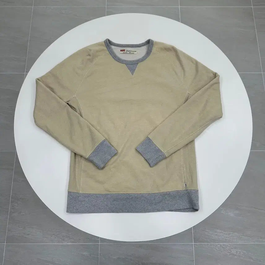 [BUNJANG] Levi's Light Yellow & Grey Colorblock Raglan WhitTab Sweatshirt L / 리바이스 라이트옐로우 그레이 배색 레글런 화이트탭 맨투맨 L 100