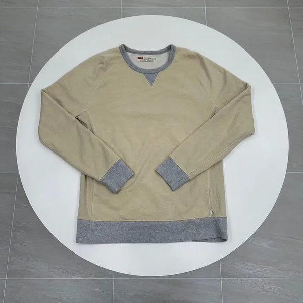 [BUNJANG] Levi's Light Yellow & Grey Colorblock Raglan WhitTab Sweatshirt L / 리바이스 라이트옐로우 그레이 배색 레글런 화이트탭 맨투맨 L 100