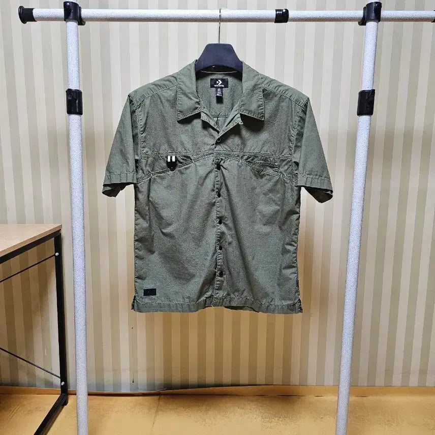 [BUNJANG] Converse Ripstop Open Collar Shirt Olive / 컨버스 셔츠 립스탑 95