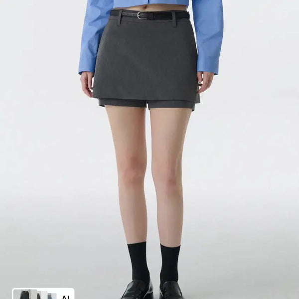 [BUNJANG] Musinsa Standard Women's Layered Mini Skirt Medium Grey / (새상품)무신사 스탠다드 우먼즈 레이어드 미니 스코츠 [미디엄 그레이]