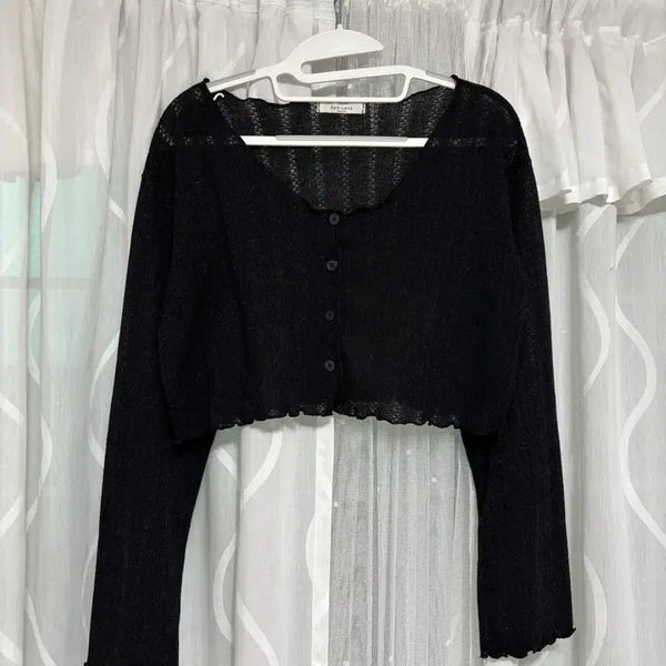 [BUNJANG] Aphrodite Summer Black Knit Cardigan / 여름 블랙 니트 가디건