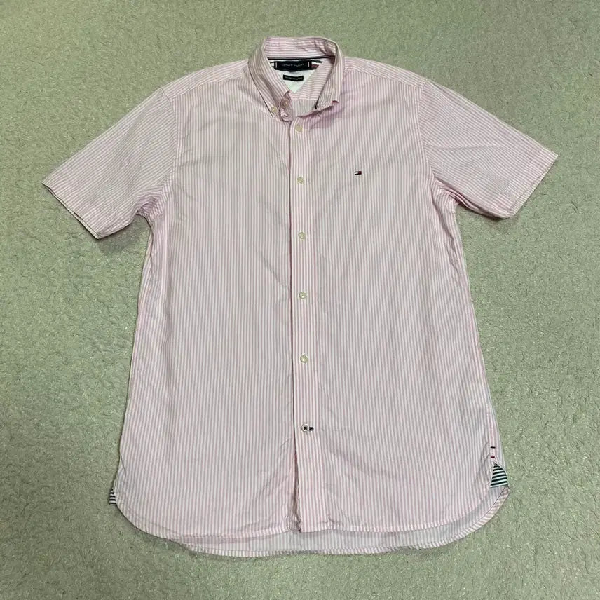 [BUNJANG] Tommy Hilfiger Pink Stripe Short Sleeve Shirt S / 타미힐피거 핑크 스트라이프 반팔 셔츠 s