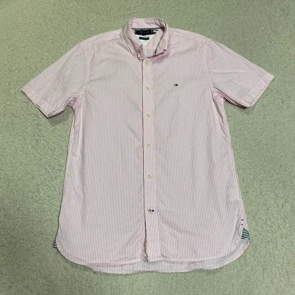 [BUNJANG] Tommy Hilfiger Pink Stripe Short Sleeve Shirt S / 타미힐피거 핑크 스트라이프 반팔 셔츠 s