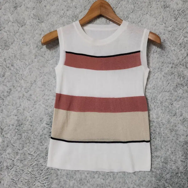 [BUNJANG] Women's Striped Sleeveless Knit / 126C [F] 여성 스트라이프 민소매 니트